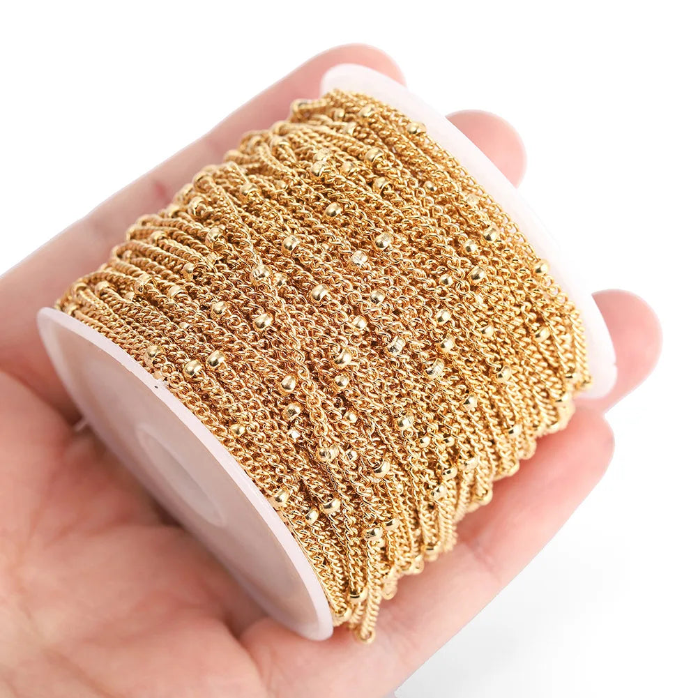 A8009 Fashion Non Tarnish Stainless Steel Chain Ball Chain Gold Silver Rose Gold Chain Jewelry Accessory Diy