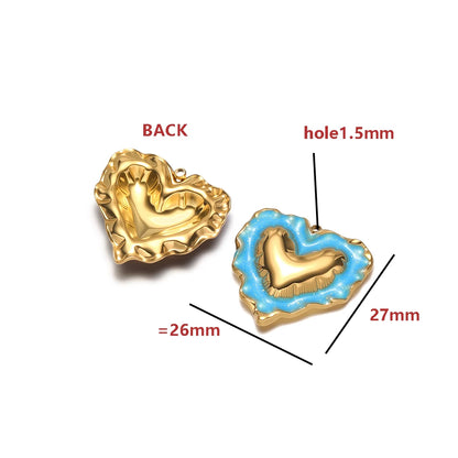 Gold Irregular Heart Charm Single Sided Glitter Resin Pendant with 1.5mm Hole DIY Jewelry Making Supplies Wholesale