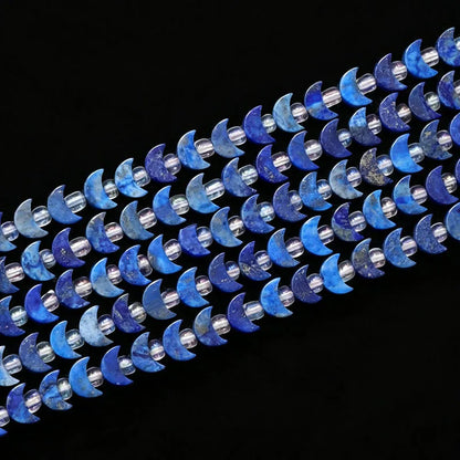 Wholesale Flat Moon Shaped Quartz Gemstone Beads, Amethyst Lapis Lauzli 4x6mm 5x8mm Stone Beads for DIY Jewelry Making, 38CM