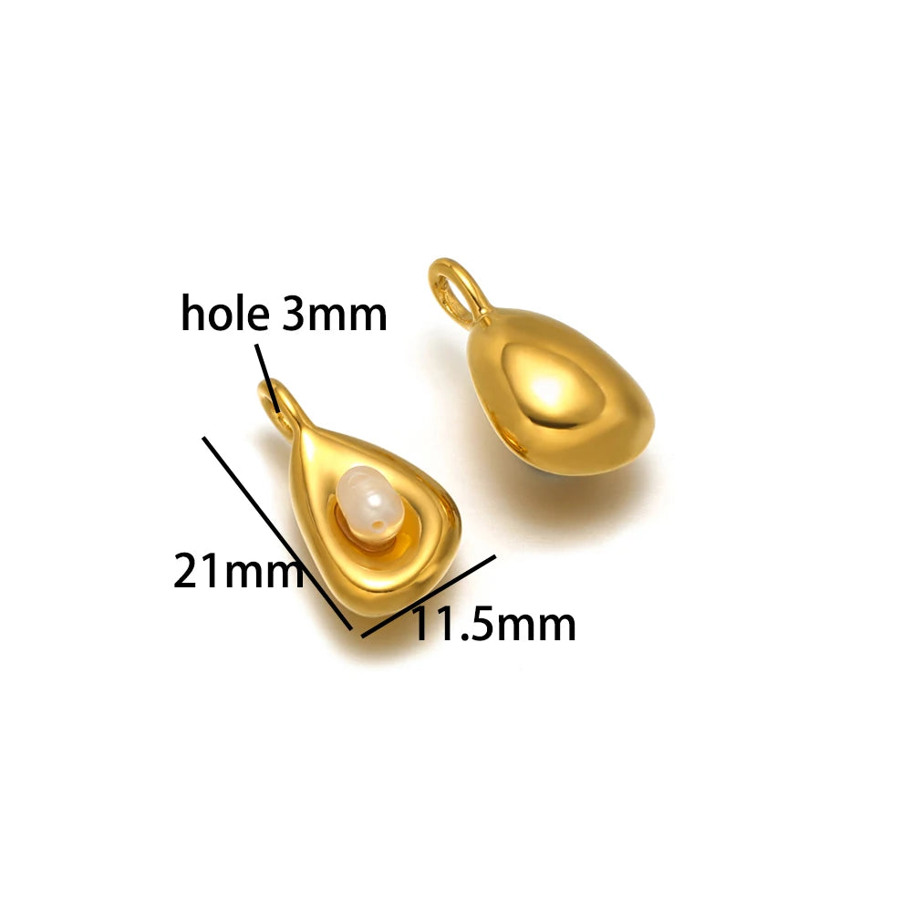 Wholesale 18k Gold Plated Stainless Steel Drip-oil Heart Coconut Tree Square Conch Charm Pendant for Women Jewelry Making
