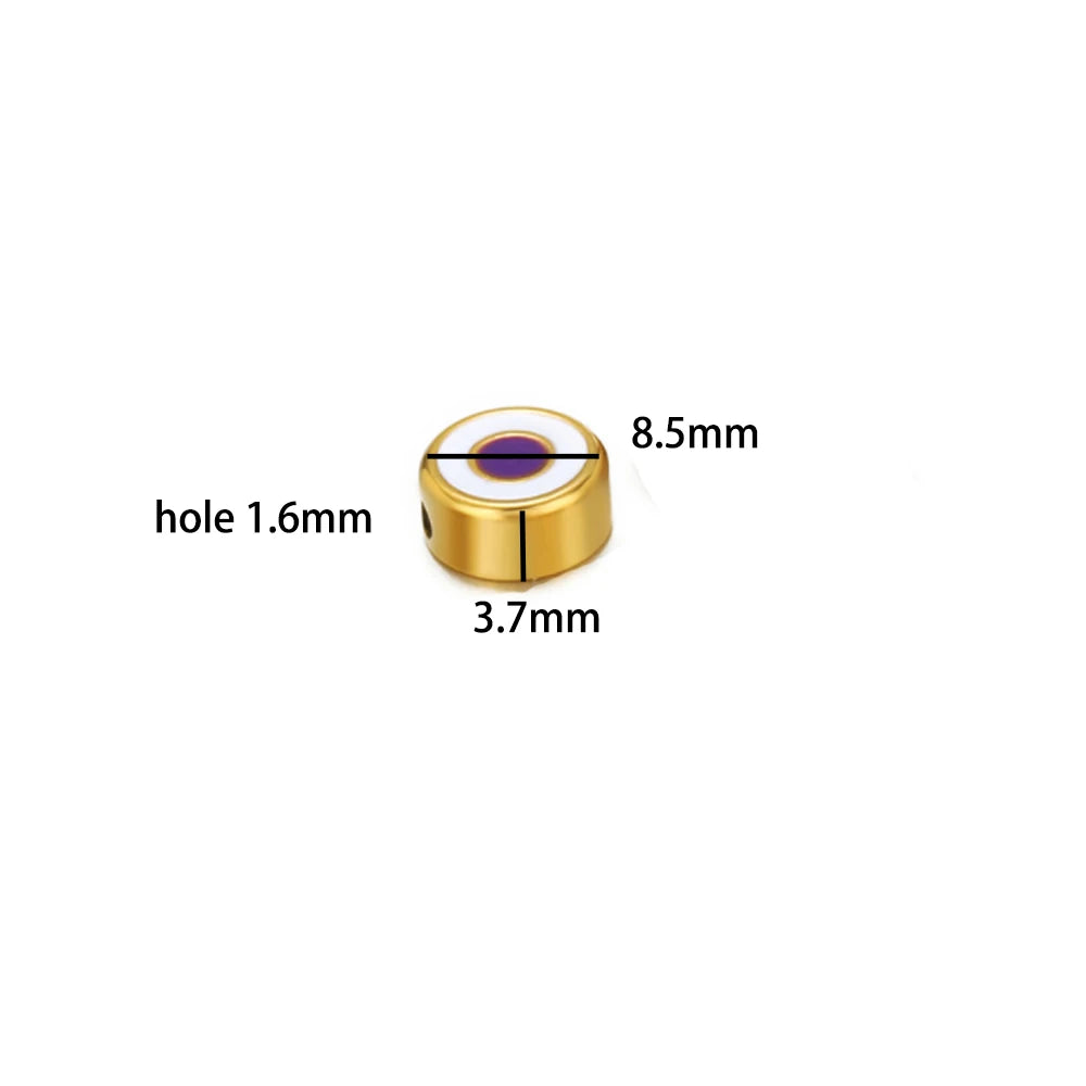 Factory Wholesale 18k Gold Plated Stainless Steel Enamel Spacer Bead Charms Pendant for Women Jewelry Necklace Bracelet Making
