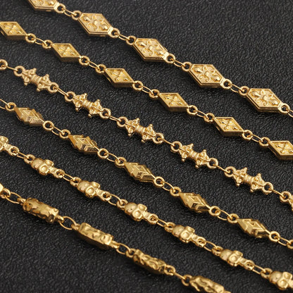D484 Fashion 18k Gold Plated Stainless Steel Chain Bulk Roll Flower Necklace Bracelet Making Diy