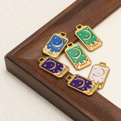 Fashion 18k Gold Plated Stainless Steel Enamel Moon Star Charm Pendant for DIY Handmade Necklace Earrings Jewelry Making