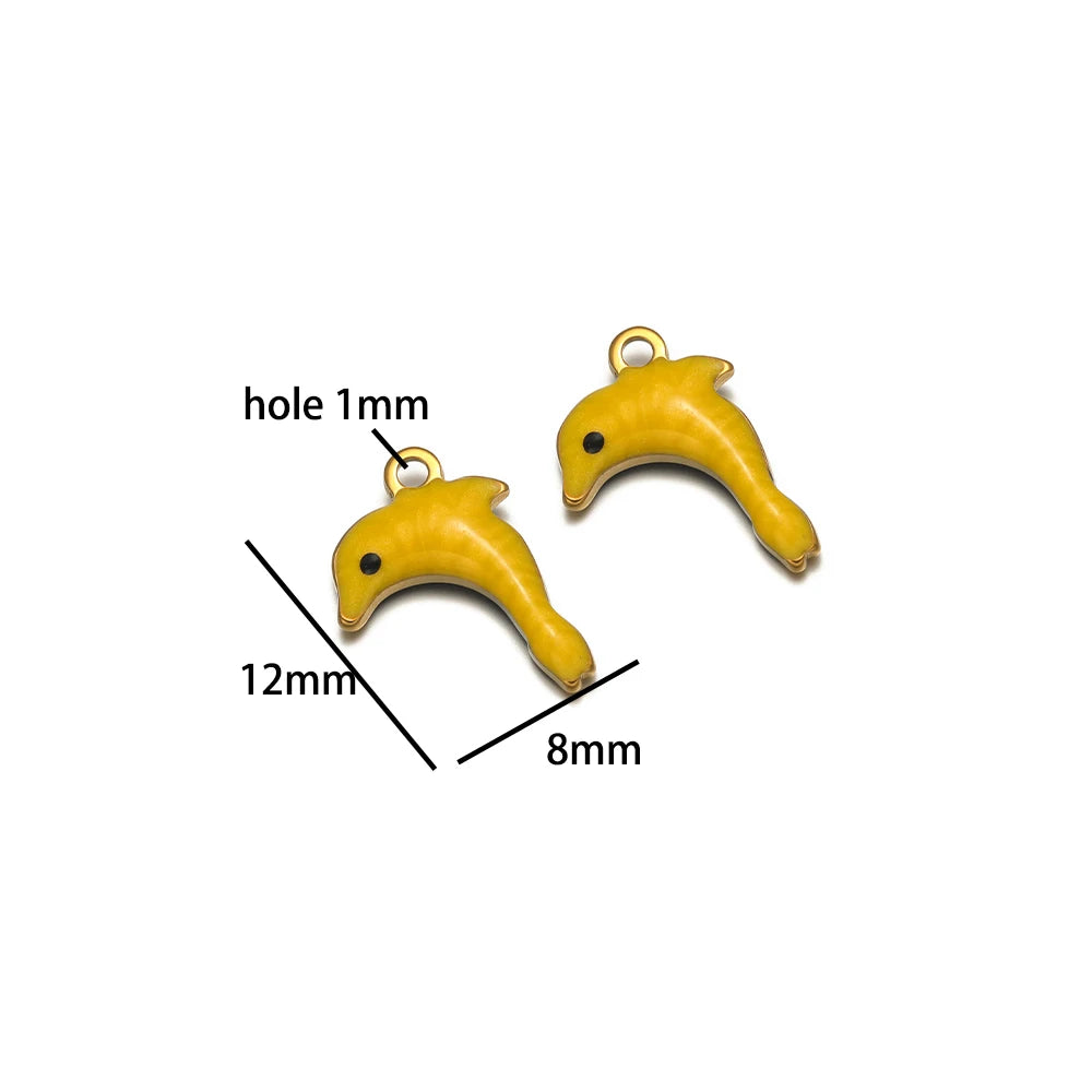New Arrival 18k Gold Plated Stainless Steel Cartoon Dolphin Shaped Charm Pendant for Necklace Jewelry Making