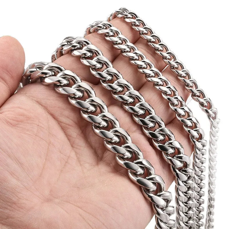 D400 No Tarnish Stainless Steel Jewelry Chain Diy Necklace Bracelet Cuban Thick Chain Hip Hop Accessories
