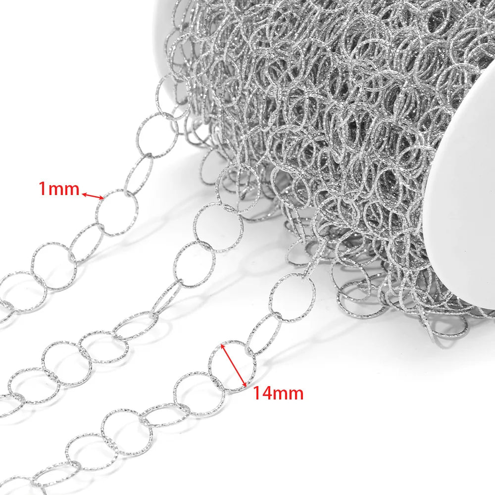 D168 Non Tarnish Stainless Steel Gold Circle Chain Link Roller Necklace Bracelet DIY Chains Jewelry for Men Women