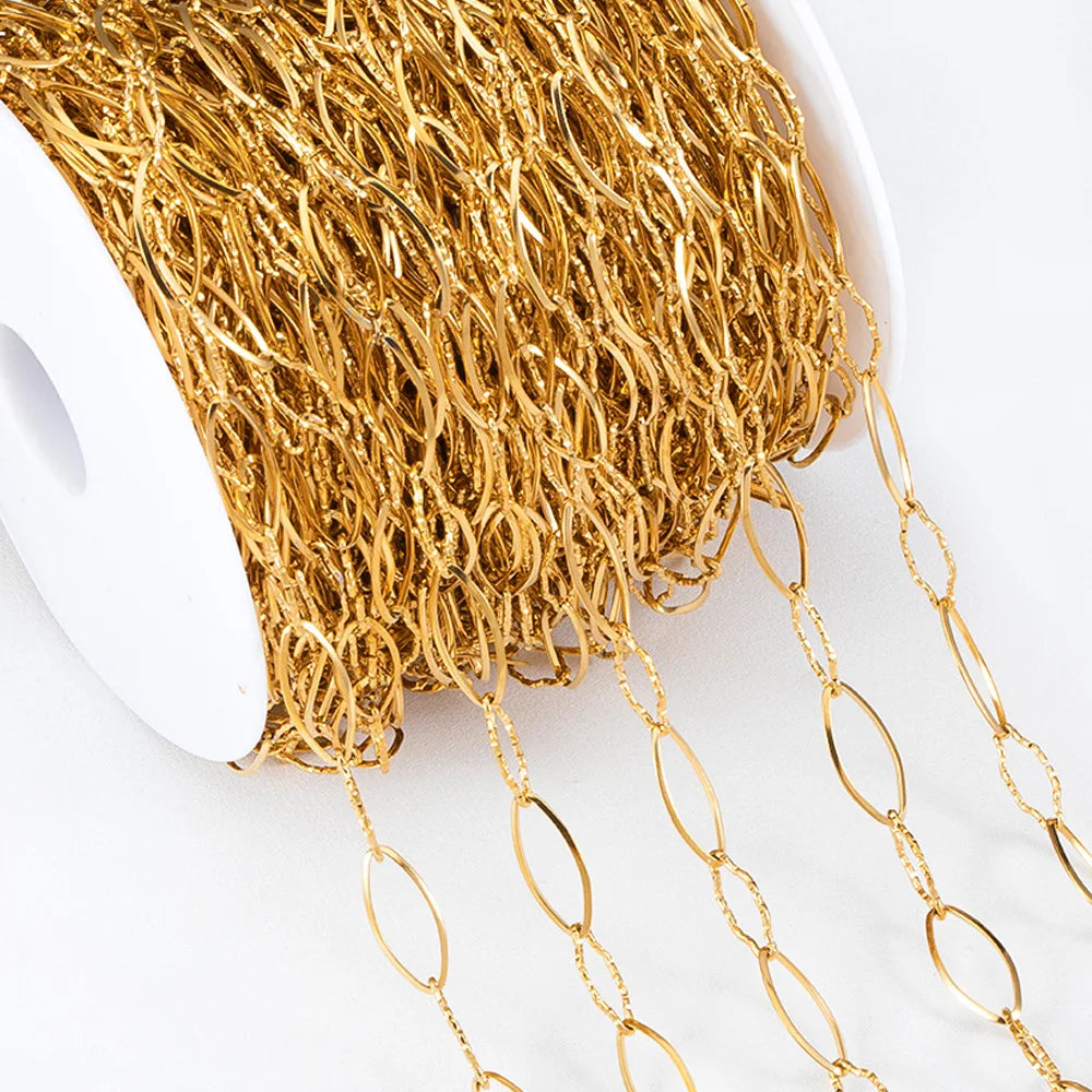 B4928 Vaccum 18k Gold Chain Stainless Steel Silver Chain Necklace Accessory Bulk Thunk Chain for Diy