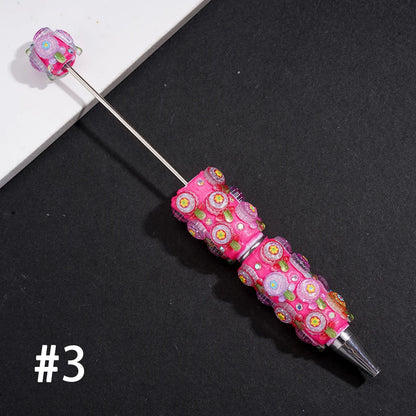 Creative Sparkling Flower Lollipop-Shaped Fluorescent Clay Pen with Rhinestones