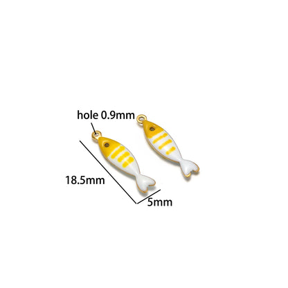DIY Jewelry Findings 18k Gold Plated Stainless Steel Mixed Color Enamel Fish Charm Pendant for DIY Jewelry Making