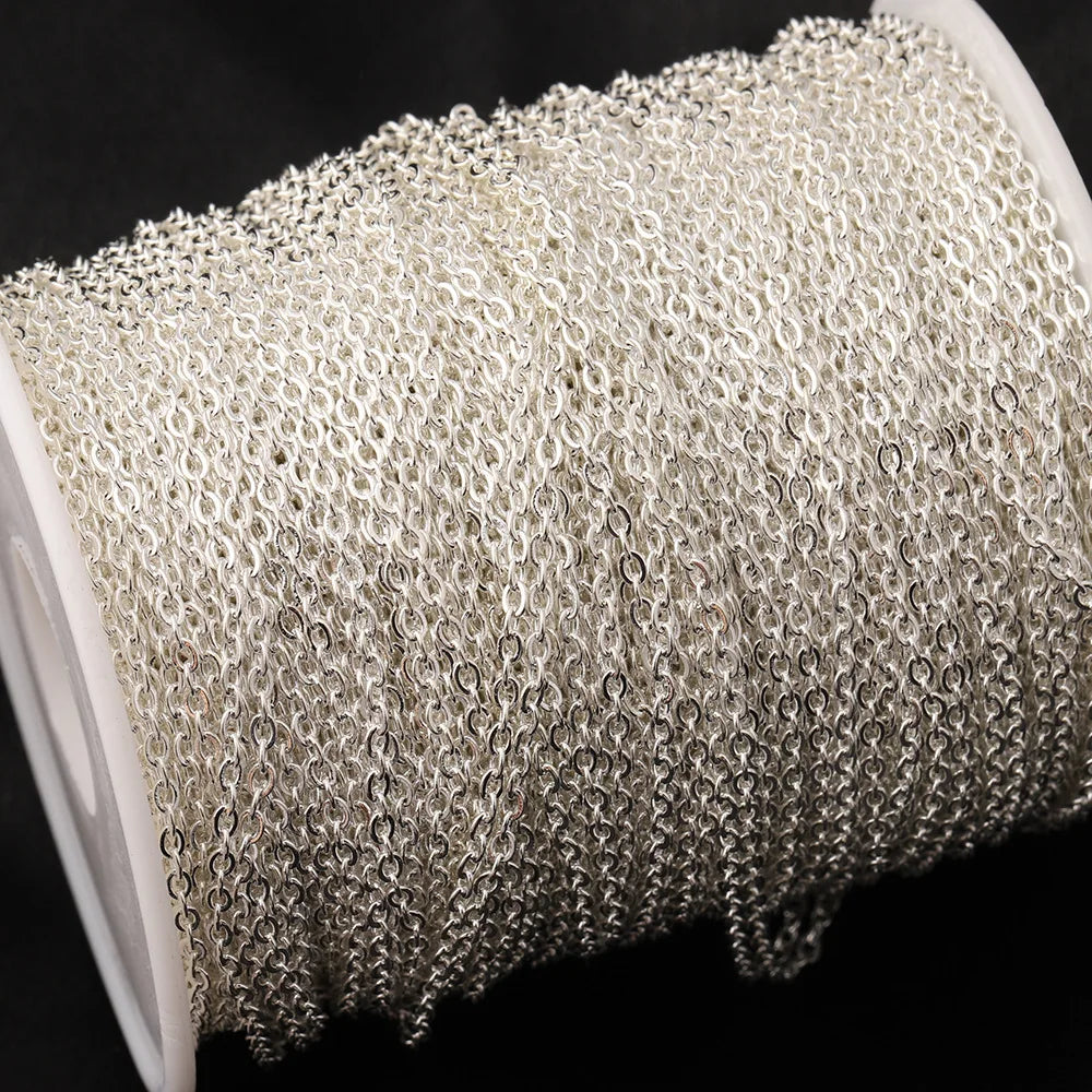 D266 Amazing New S925 Plated Stainless Steel Chain White Silver O Cross Link Necklace Bracelet Extension Chain for Jewelry Diy