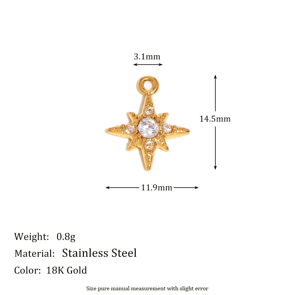 Fashion Stainless Steel 18k Gold Plated Heart Lock Flower Charms Pendant for DIY Jewelry Necklace Making