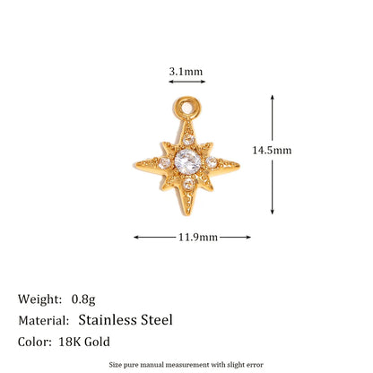 Fashion Stainless Steel 18k Gold Plated Heart Lock Flower Charms Pendant for DIY Jewelry Necklace Making