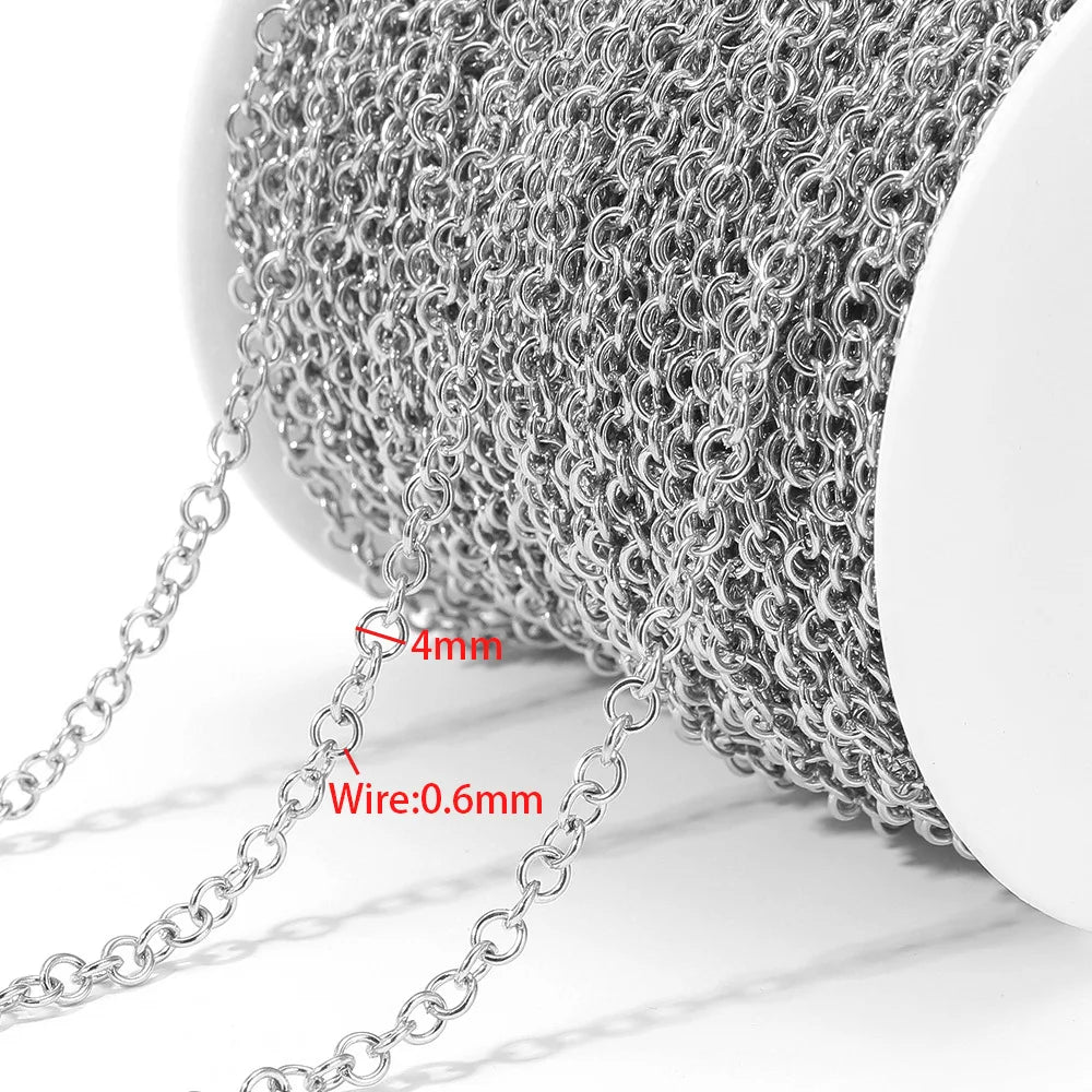 E612  Fashion Stainless Steel Roller Chain Cross Chain Extended O Chain for Jewelry Making