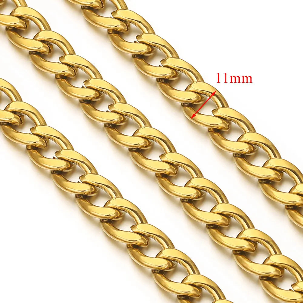 D378 Chunky Twisted Cuban Chain Chocker Gold Silver Black Gun Plated Stainless Steel Snake Rope Chain Jewelry for Men