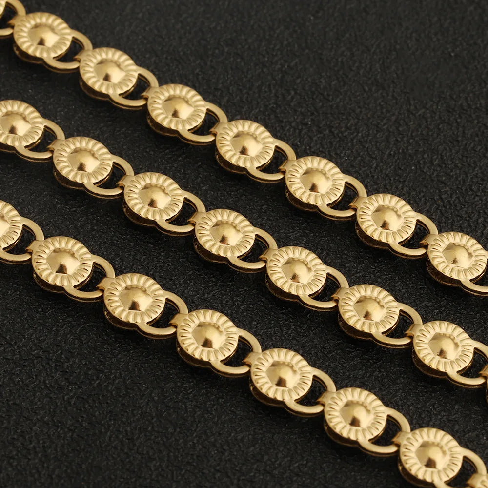 D720 Wholesale Jewelry Chain Gold Pvd Color-resistant Stainless Steel Nickel Free DIY Handmade Sunflower Charms Chains