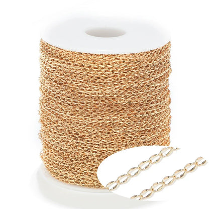 B343 Non Tarnish Chain 18k 24k Gold Silver Stainless Steel Chain for Necklace Bracelet Jewelry Diy Making