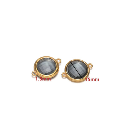 18K Gold Plated Stainless Steel Enamel Round Pendant Findings for Necklace Earrings Garment Making