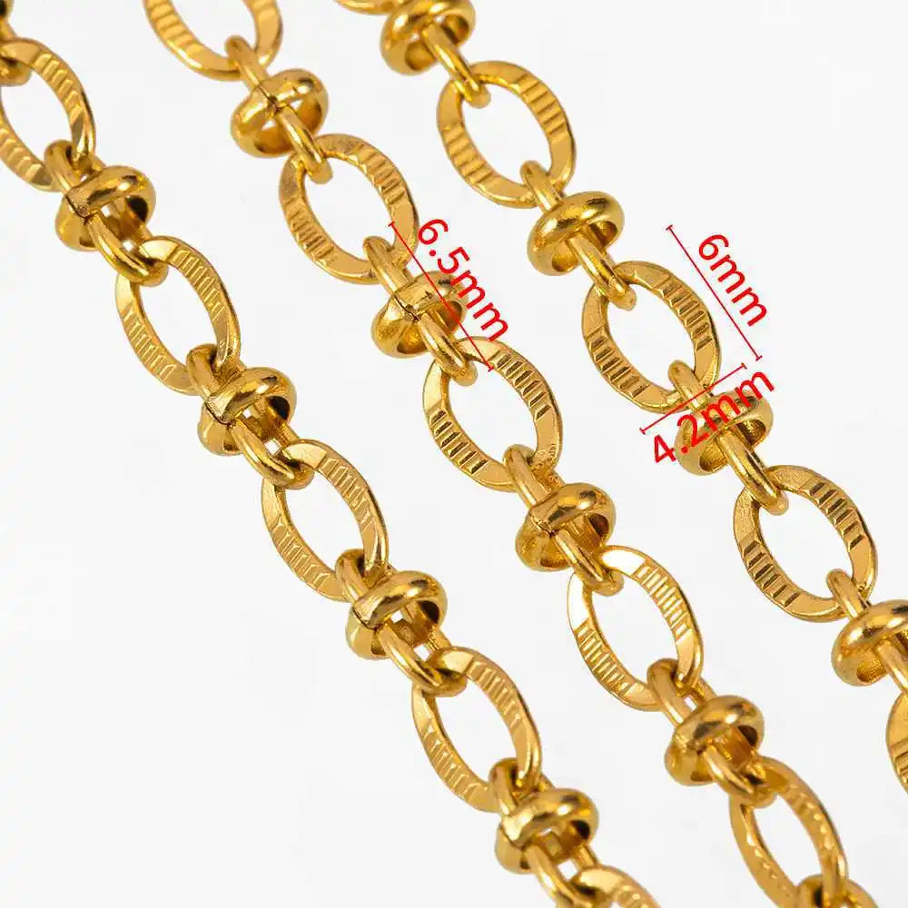 E208 Fashion Silver Gold Plated Chain Waterproof Stainless Steel Roller Link Chains for Jewelry Custom Diy