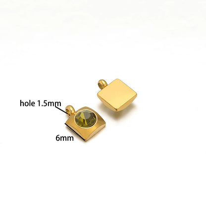 20pcs/bag Stainless Steel 18K Gold Plated 6mm Square Zircon Charms Pendant for DIY Jewelry Necklace Making Jewelry Findings