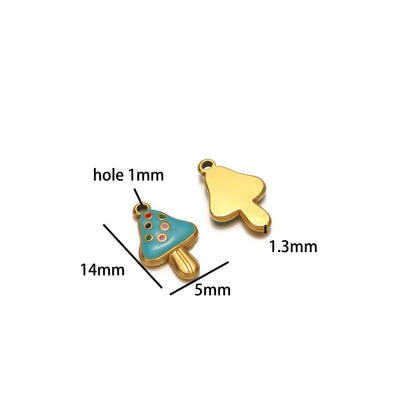 Colorful Fruits Pendant 18k Gold Plated Stainless Steel Strawberry Bananas Cherry Mushroom Charm Pendant for DIY Jewelry Making
