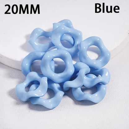 Solid Color Acrylic Beads with Wavy Shape Spacer for Pen Accessories Large Hole 20mm