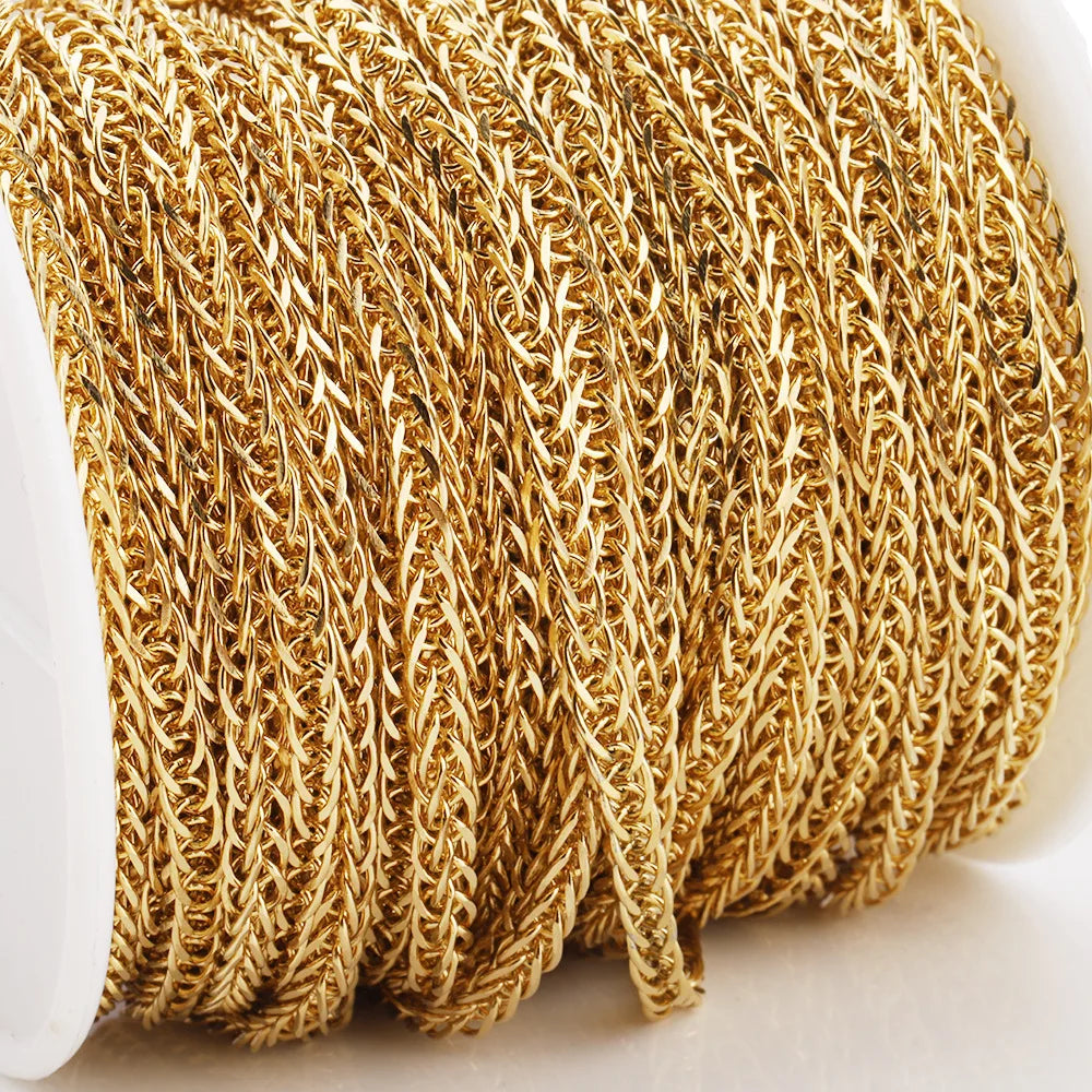 B4585 18k Gold Plated Chain Vacuum Stainless Steel Chain Cuban Chain for Jewelry Diy