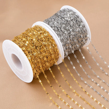 E127 Fashion Silver Gold Plated Chain Waterproof Stainless Steel Link Chains 8 Connector Chains for Jewelry Custom