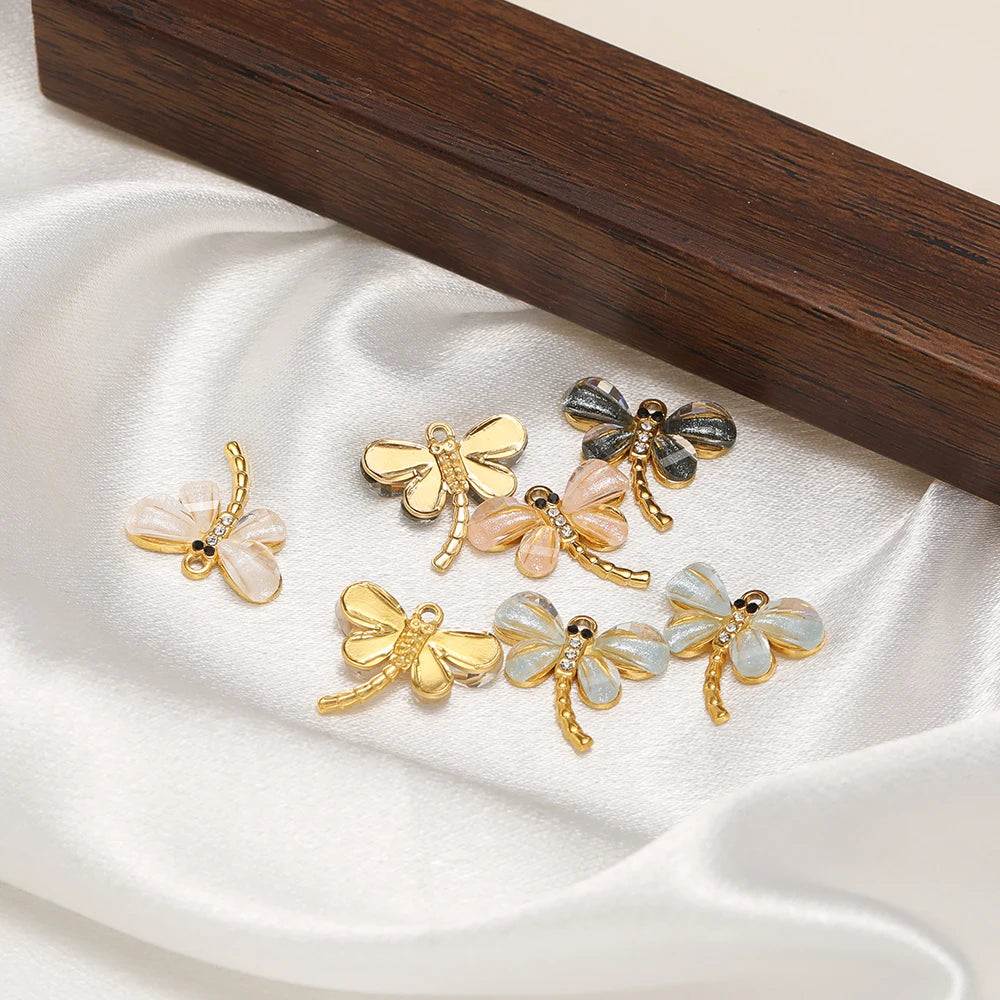 New Arrival Stainless Steel 18k Gold Plated Dragonfly Charm Pendant for Diy Jewelry Making Wholesale Jewelry Supplies