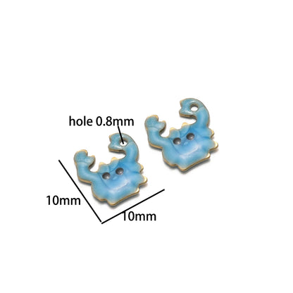 DIY Small Pendant 18k Gold Plated Stainless Steel Enamel Crab Charm Pendant for Jewelry Necklace Making Accessories
