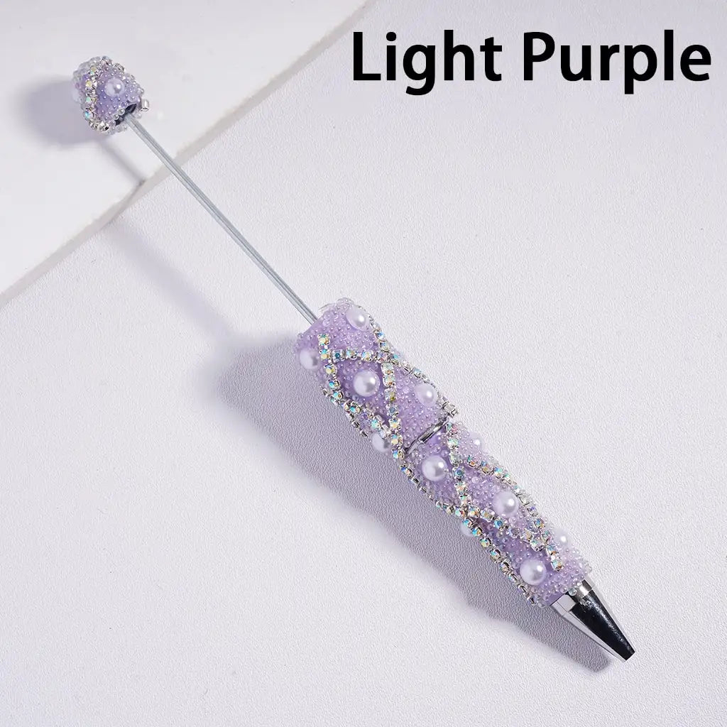 Refillable Blank Beadable Ballpoint Pens with Bubble Pearls Multi-Color Decorative DIY Gift Pens