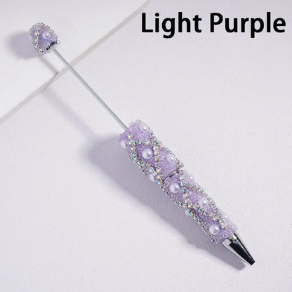 Refillable Blank Beadable Ballpoint Pens with Bubble Pearls Multi-Color Decorative DIY Gift Pens