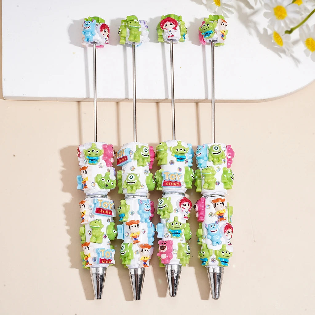 Toy Green  Cartoon Character Figure Clay with Drill Pen  DIY Multi-color Rotating Ball Pen Durable Student Gift Pen