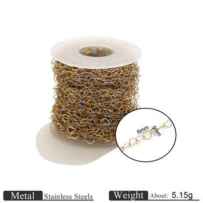 D1060 Two Tones Gold Silver Mixed Stainless Steel Chain Heart Oval Rope Paper Clip Chains PVD 18K Gold Plated for Jewelry DIY