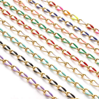 B3824 18k Gold Chain Stainless Steel Non-tarnished Chain Necklace Accessory Lip Enamel Bulk Chain