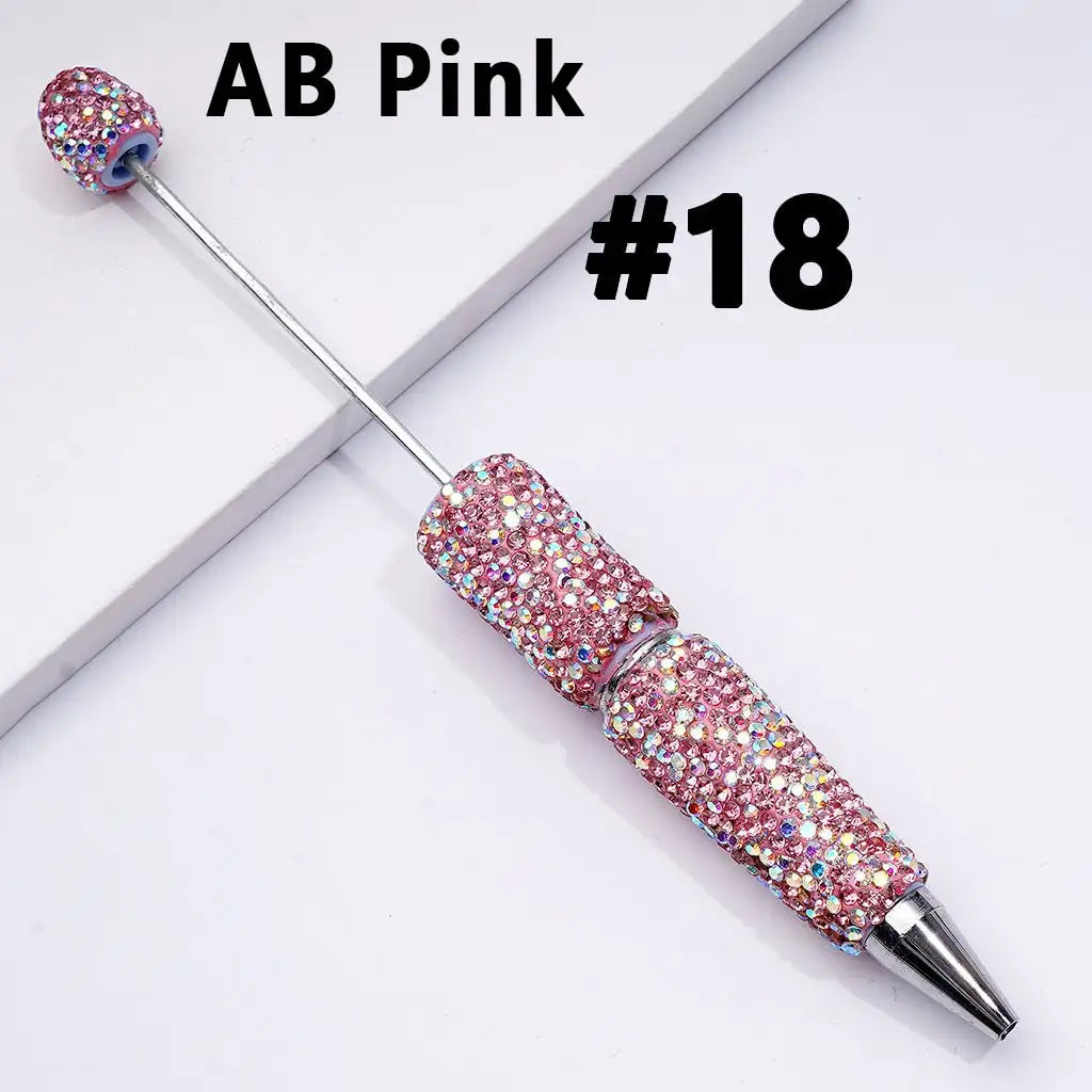 Full Rhinestone Beadable Clay Ballpoint Pens - DIY Beaded Plastic Pen for School Office Gift