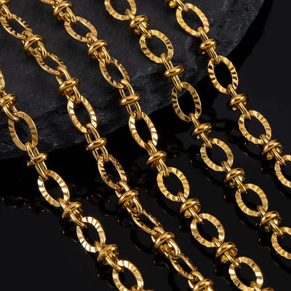 E208 Fashion Silver Gold Plated Chain Waterproof Stainless Steel Roller Link Chains for Jewelry Custom Diy