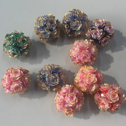 Luminous Gold Edged Rose Flower Clay Beads Glitter Fancy Beads for Beadable Pen and DIY Crafts