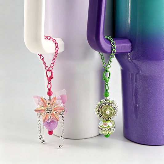 Fashion Solid Color Beadable Tumbler Charm with Chain and Lobster Clasp Lightweight Metal for Cup Tumbler Decoration