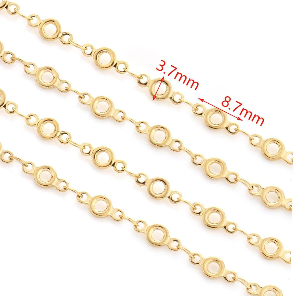 B4889 18k Gold Chain Pvd Stainless Steel Bulk Chain Circle Connectors Chain for Jewelry Diy