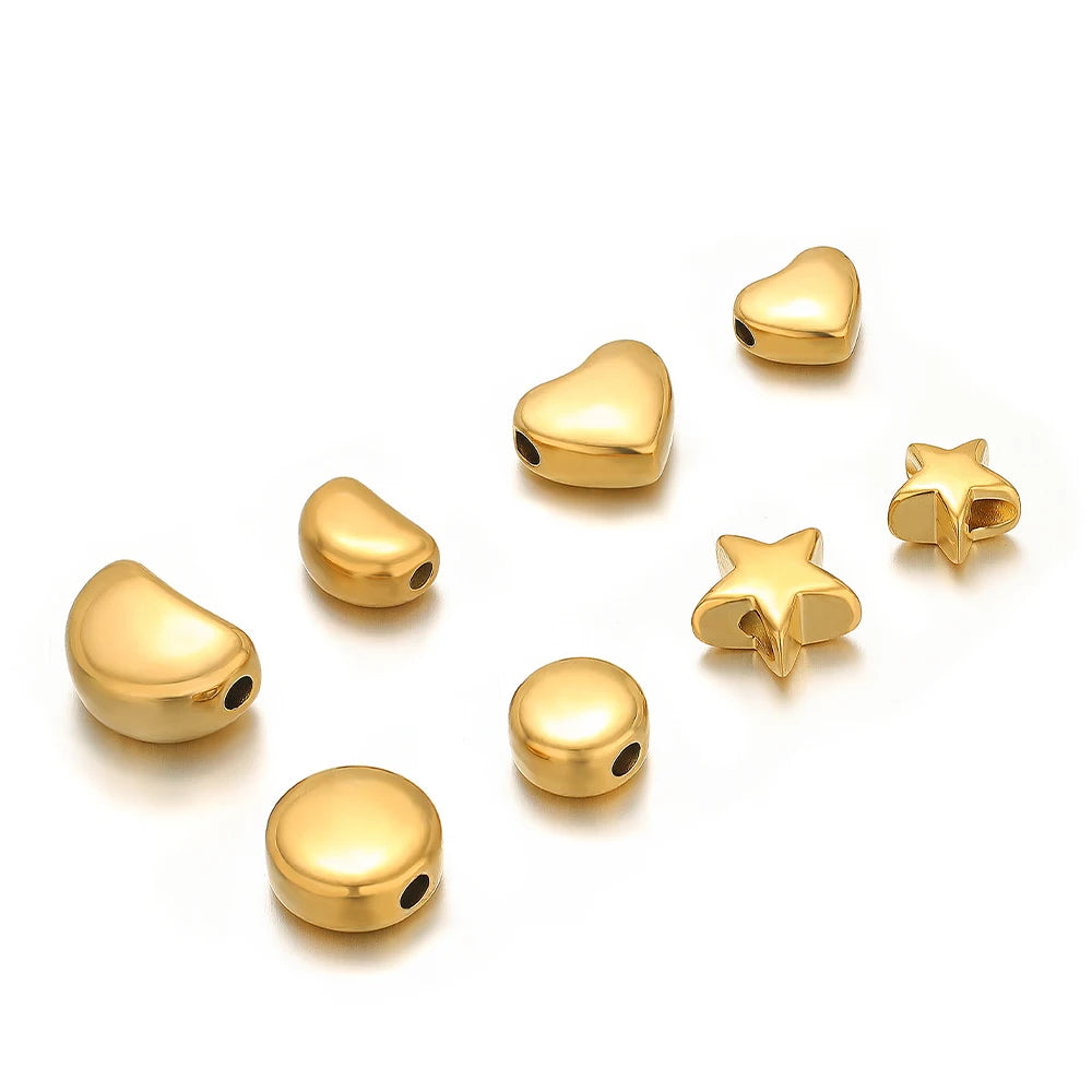 Diy Love Heart Charms Stainless Steel18k Gold Plated Moon Star Through Hole Charms Pendant for DIY Jewelry Necklace Making