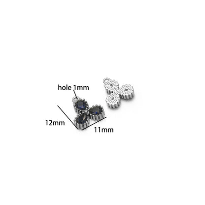18k Gold Plated Stainless Steel Four Leaf Clover Triangular Droplet Oval Heart Zircon Charm Pendant for DIY Jewelry Making