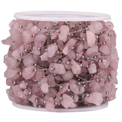 A2761 Fashion Natural Stone Beads Beaded Chain Rosary Amethyst Turquoise Beads Chain Stainless Steel for Jewelry Making