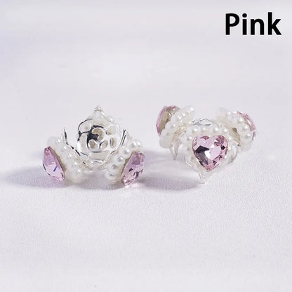Handcrafted Silver Bead Caps Metal Bead Cages with Heart Pearl Chains for DIY Bracelet Charm Projects
