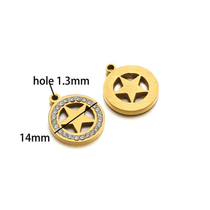 Handmade DIY Pendant 18k Gold Plated Stainless Steel Heart Star Zircon Charm Pendant for Women Jewelry Making Accessories