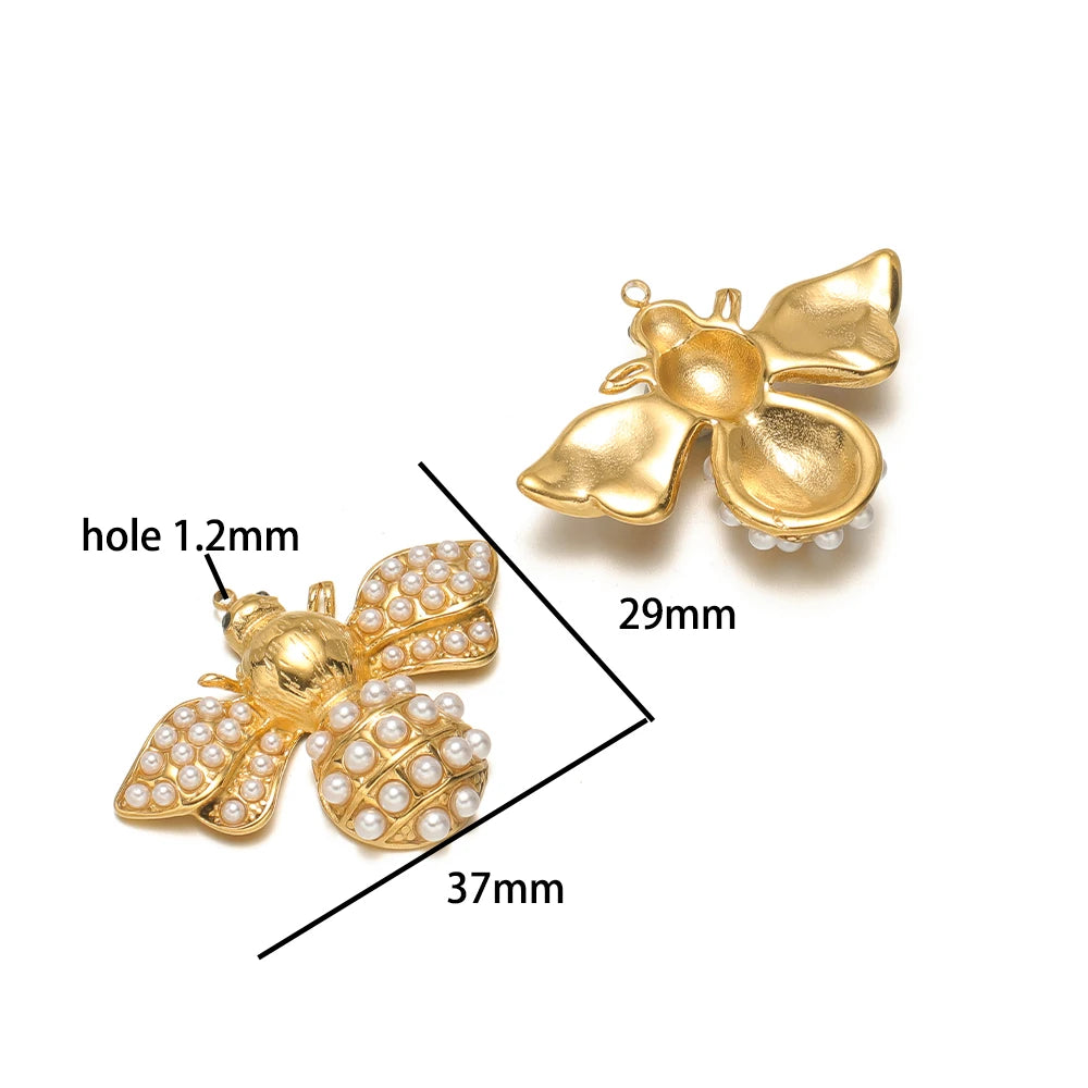 18k Gold Plated Stainless Steel Enamel Heart Rpse Flower Mushroom Charm Pendant for DIY Handmade Necklace Jewelry Making