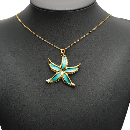 18K Gold Plated Starfish Charms Enamel Pendants Nautical Beach Style DIY Jewelry Making Supplies Accessories