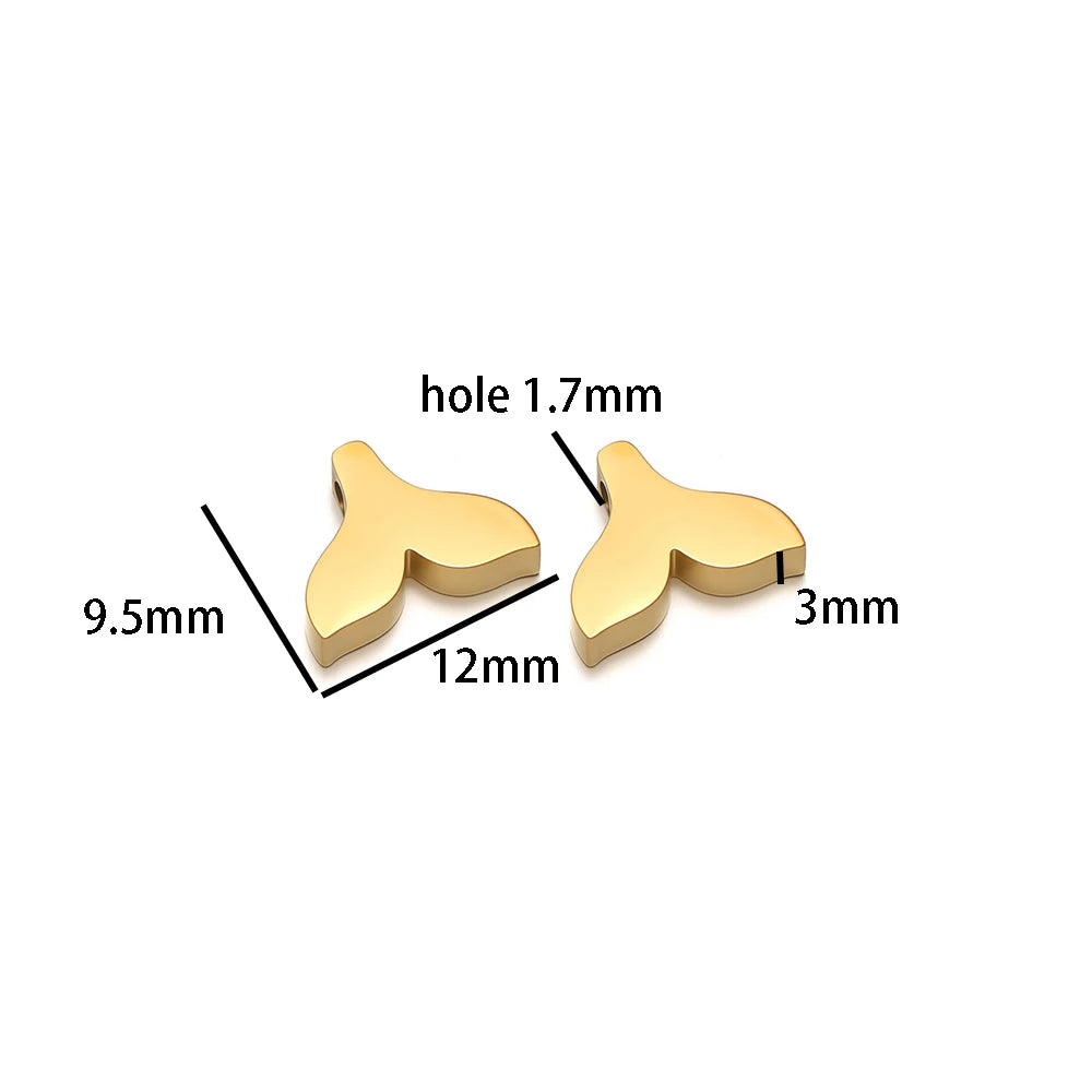 Wholesale 18k Gold Plated Stainless Steel Fishtail Charm Pendant for Necklace Bracelet Jewelry Making Supplies