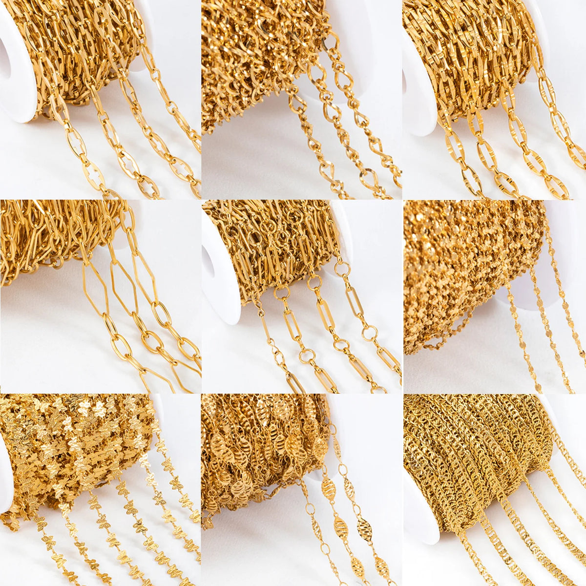 B4928 Vaccum 18k Gold Chain Stainless Steel Silver Chain Necklace Accessory Bulk Thunk Chain for Diy