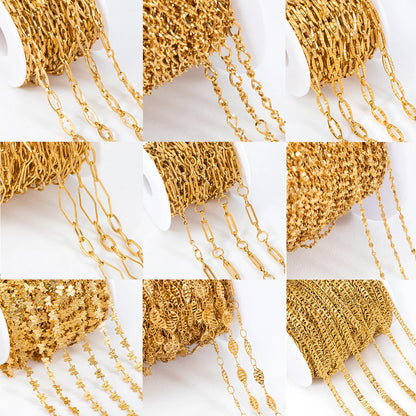 B4928 Vaccum 18k Gold Chain Stainless Steel Silver Chain Necklace Accessory Bulk Thunk Chain for Diy