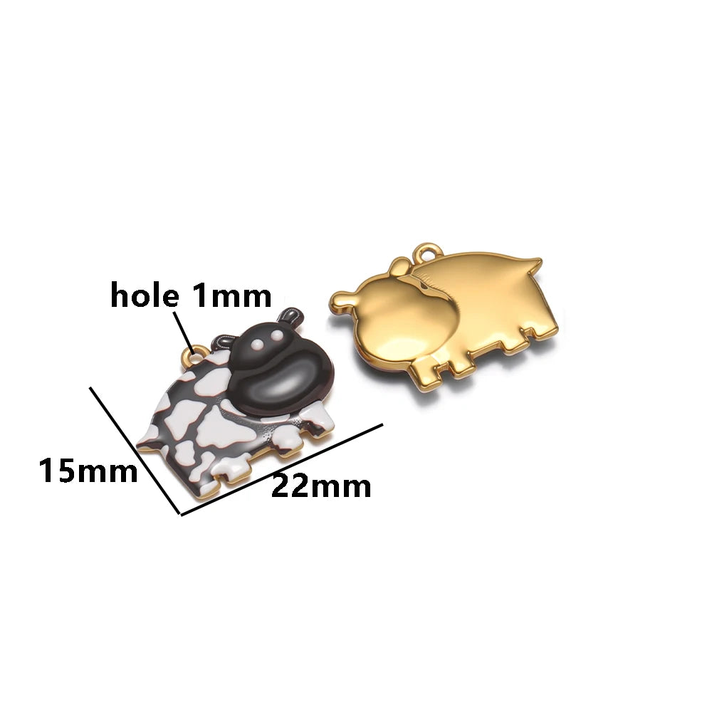 Fashionable 18k Gold Plated Stainless Steel Oil Drip Hippo Charm Pendant for DIY Necklace Jewelry Making